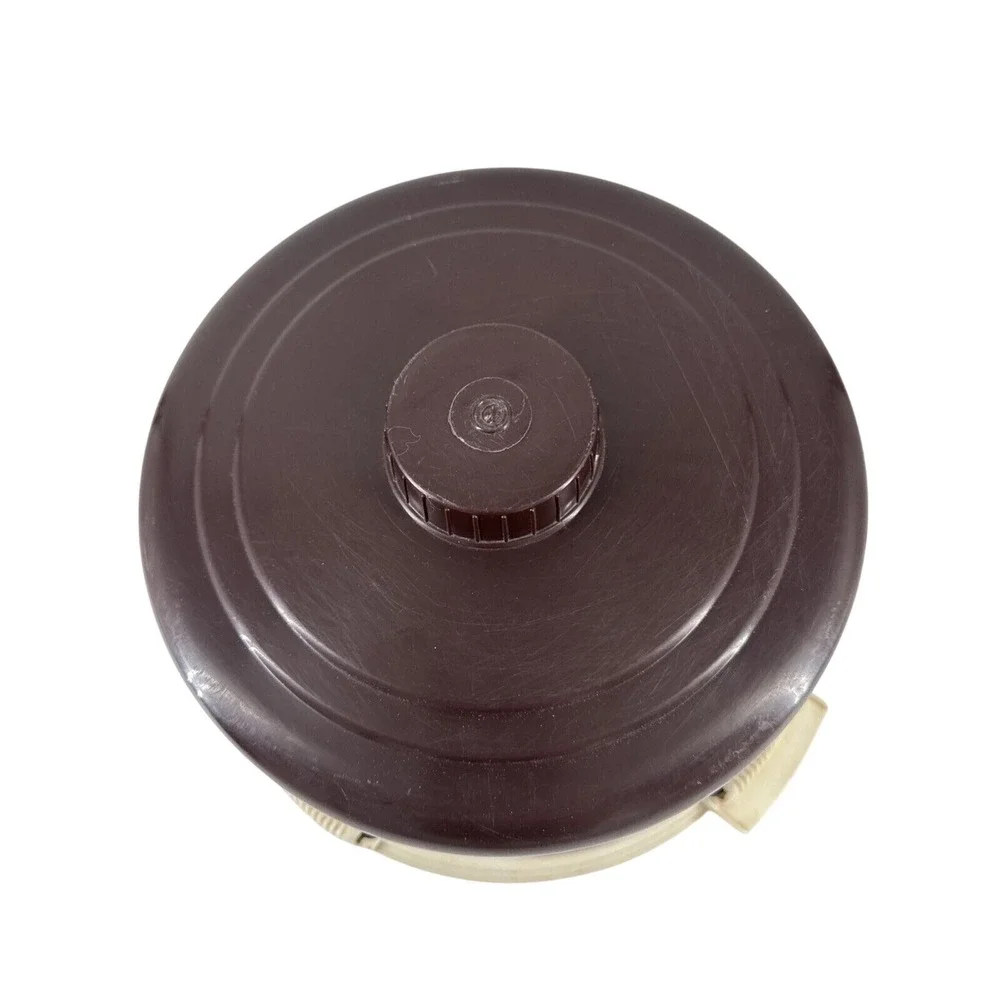 Locking Cake Cover Carrier‎ Lock Lift Brown Plastic w/Fruit Design Retro Vintage